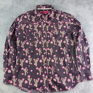 Cowgirl Hardware Women's Medium Floral Black/Pink Button Down L/S Western Shirt